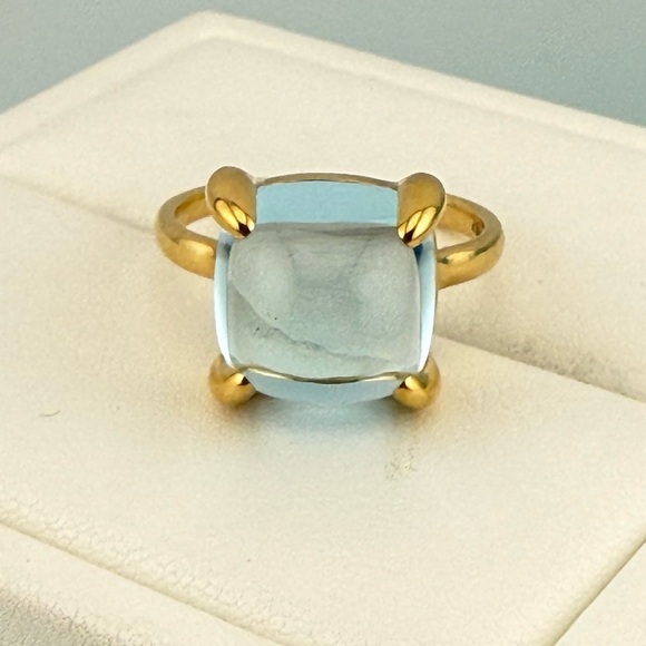 Tiffany & Co. 8ct Blue Topaz Sugar Stack Ring 18k Yellow Gold 8.25 💙 - Picture 9 of 13